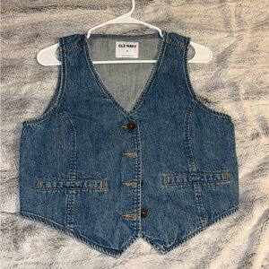 Button Front Denim Vest